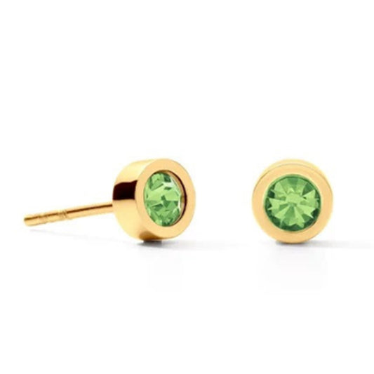 Coeur De Lion 5mm Sparkling Dot Gold-Green Stud Earrings 0227/21-0516