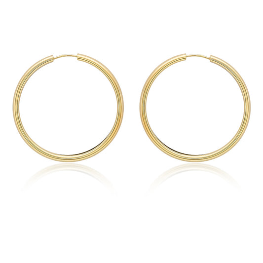 9ct Yellow Gold 40mm Tube Hoop Earrings