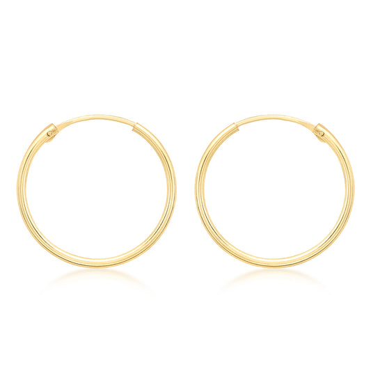 9ct Yellow Gold 18mm Plain Sleeper Hoop Earrings