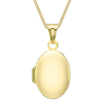 9ct Yellow Gold 12X24mm Plain Oval Locket