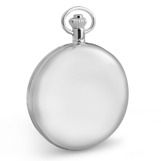 Chrome Quartz Full Hunter Photo Pocket Watch