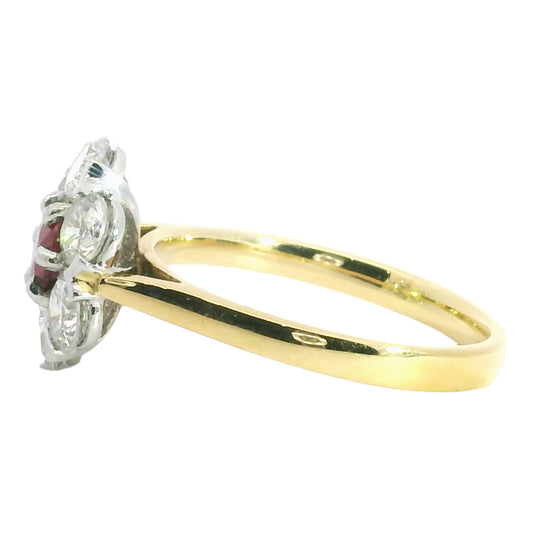 18ct Yellow Gold Ruby & Diamond Round 1.92ct Cluster Ring