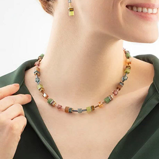 Coeur De Lion GeoCUBE Iconic Forest Mix Colour Necklace 2838/10-0905