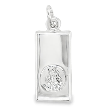 Silver 20X10mm St. Christopher Ingot Pendant