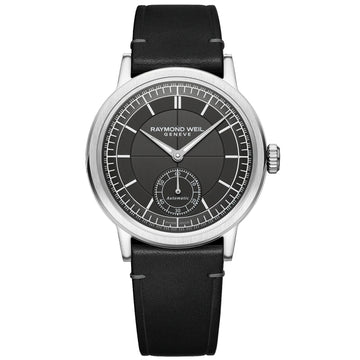 Raymond Weil Gents Millesime Anthracite Dial Black Strap Automatic Watch 2930-STC-60001