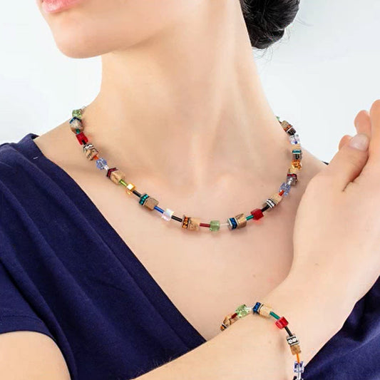 Coeur De Lion GeoCUBE Iconic Nature Multicolour Brown Necklace 3018/10-1511