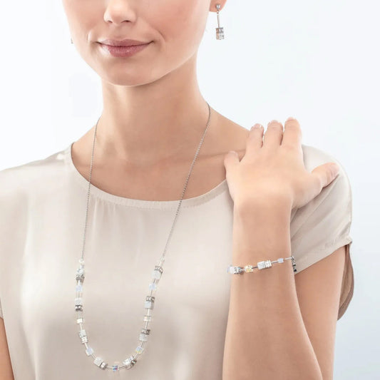 Coeur De Lion GeoCUBE Iconic Nature Chain White Necklace 3035/10-1400