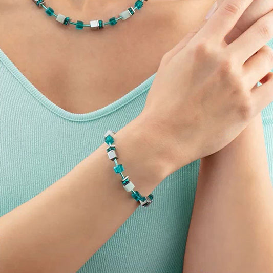 Coeur De Lion GeoCUBE Iconic Precious Silver-Green Bracelet 4010/30-0548