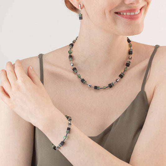 Coeur De Lion  Precious Onyx Silver-Sage Green Necklace 4018/10-0532