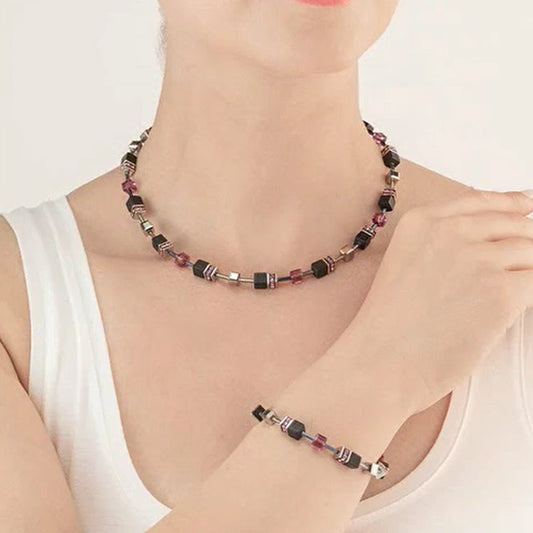 Coeur De Lion GeoCube Iconic Precious Onyx Necklace 4018/10-0824