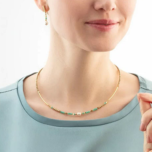 Coeur De Lion Lagoon Pearl Gold-Mint Necklace 4358/10-0522