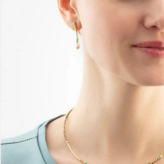 Coeur De Lion Lagoon Pearl Gold-Mint Earrings 4358/21-0522