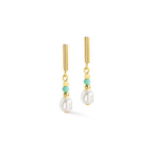 CDL LAGOON PEARL GOLD-MINT EARRING