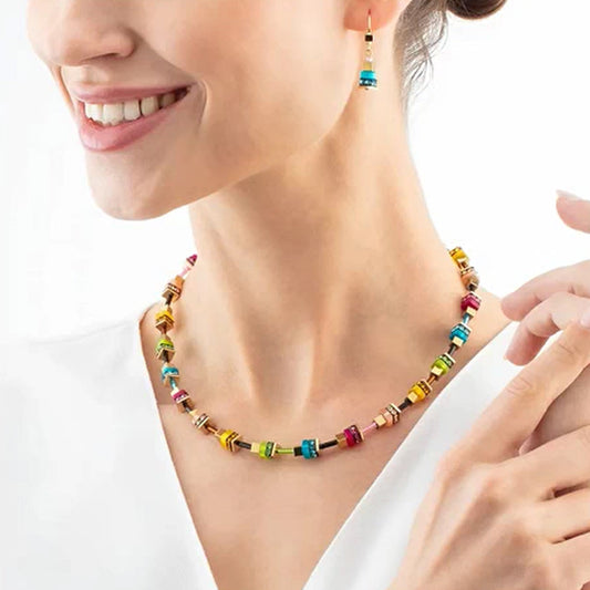 Coeur De Lion Boho Sunset Cube Rainbow Necklace 4413/10-1516