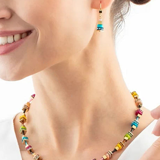 Coeur De Lion Boho Sunset Cube Rainbow Earrings 4413/20-1516