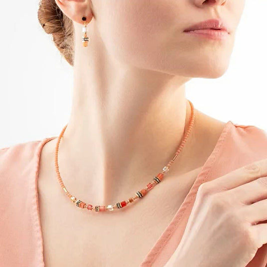 Coeur De Lion Mini Cubes Orange Necklace 4565/10-0200