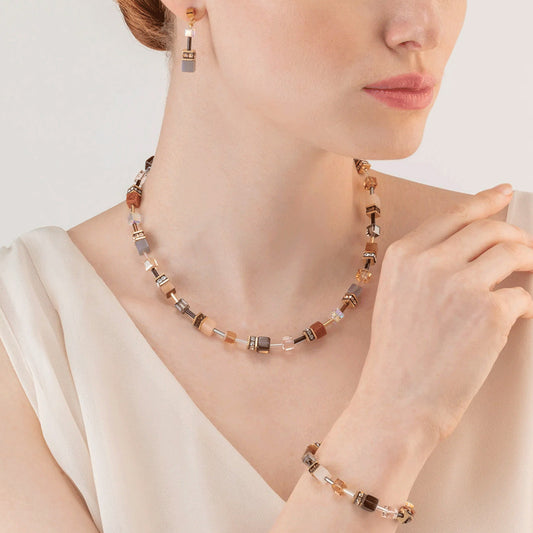 Coeur De Lion GeoCUBE Precious Brown Necklace 4905/10-1100