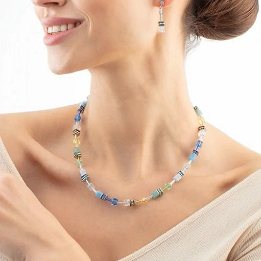 Coeur De Lion GeoCUBE Iconic Precious Aqua-Green Necklace  4905/10-2005