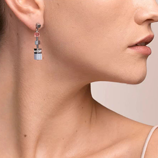 Coeur De Lion GeoCUBE Multitask Summer Multi Pastel-Silver Earrings 5007/21-1522
