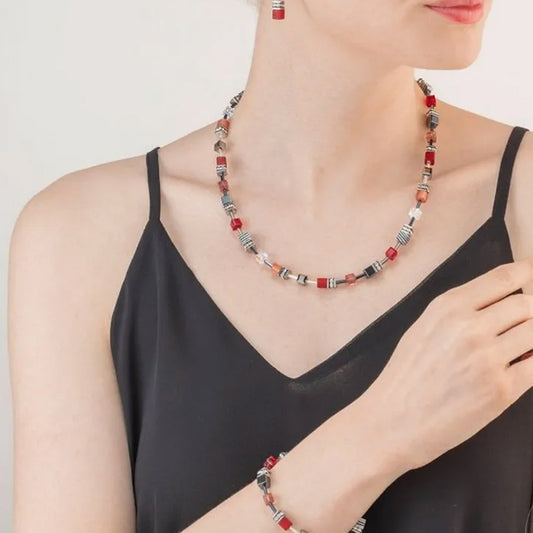 Coeur De Lion GeoCUBE Iconic Red Necklace 5012/10-0300