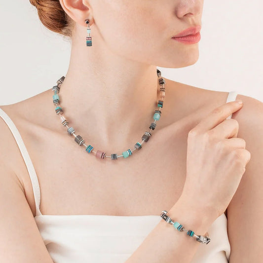 Coeur De Lion GeoCUBE Candy Rose-Aqua Necklace 5090/10-1919