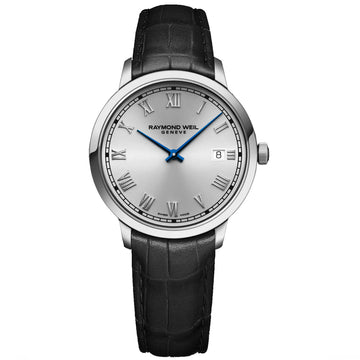 Raymond Weil Gents Toccata Classic Silver Dial Leather Strap Quartz Watch 5485-STC-00658