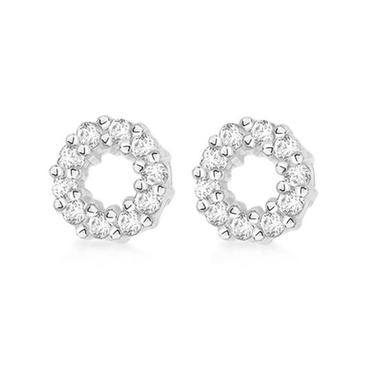 Silver 7mm Cubic Zirconia Set Circle Stud Earrings