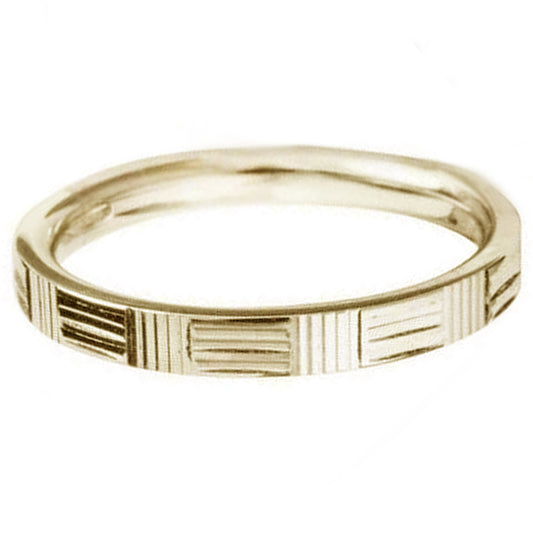 18ct Yellow Gold 2.5mm Flat Court Vintage Finish Wedding Ring
