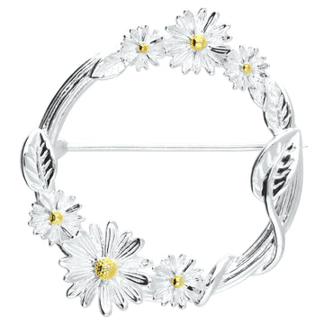 SILVER & GOLD PLATED DAISY CIRCLE BROOCH
