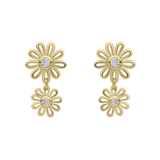 Laura Ashley Gold Plated Thorncliff Daisy Drop Earrings E6606C