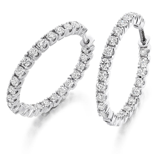 18CT WHITE GOLD DIAMOND 1.00CT HOOP EARRINGS
