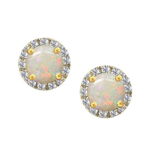 9Y 5MM OPAL & DIAMOND 0.17CT CLUSTER STUD