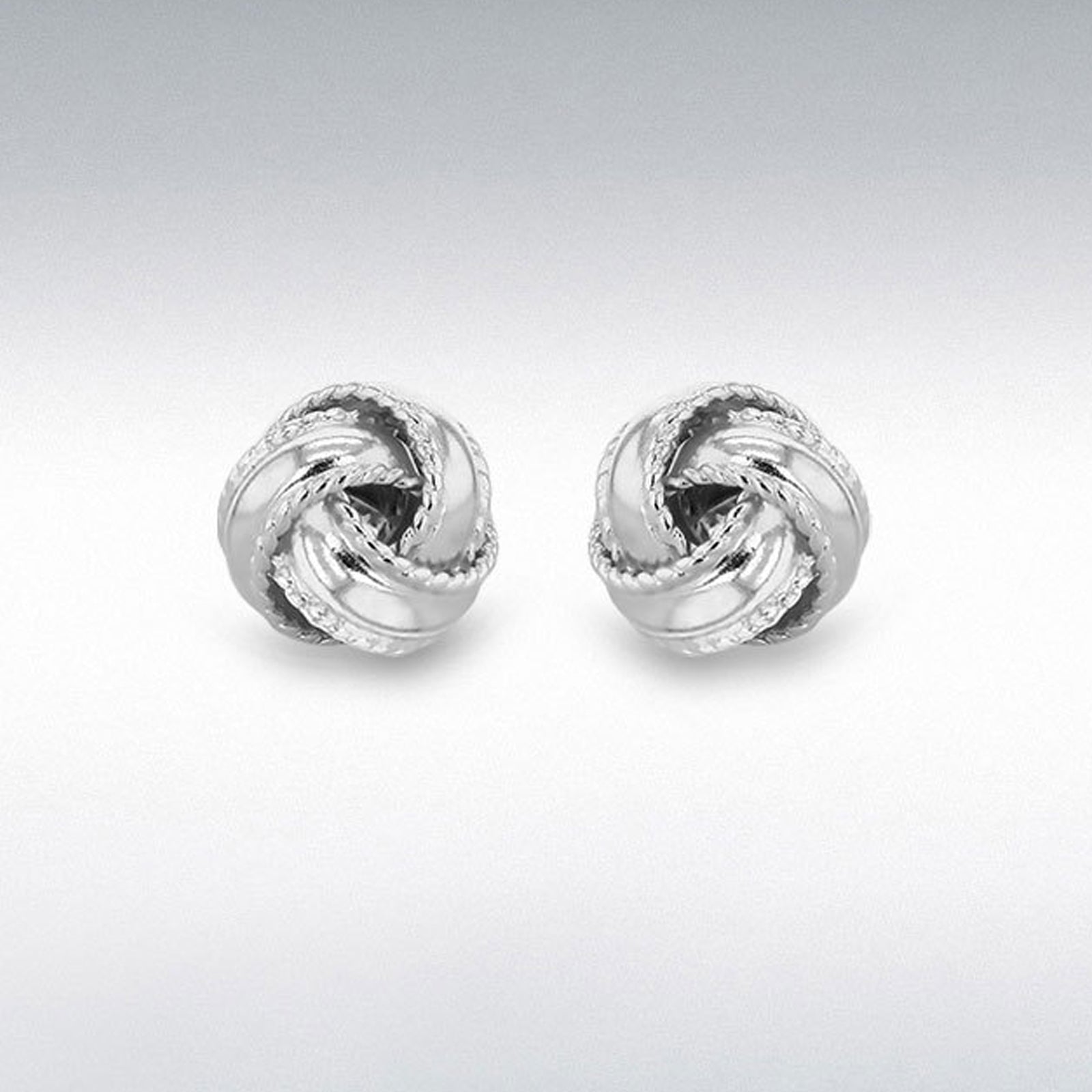 SIL 8MM 3STRAND TEXTURED KNOT STUD