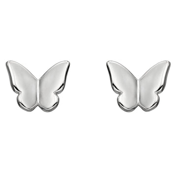 SILVER PLAIN BUTTERFLY STUD ERS
