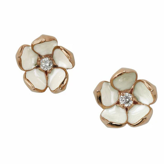 SHAUN LEANE ROSE GOLD VERMEIL & DIAMOND 0.14CTLARGE CHERRY BLOSSOM EARRINGS CB014.RVWHEOS