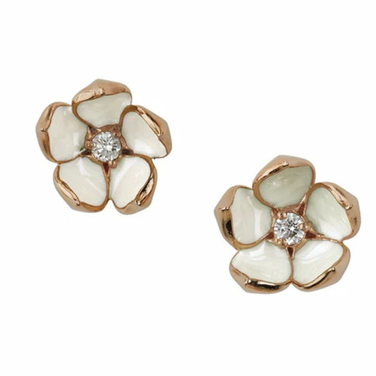 SHAUN LEANE ROSE GOLD VERMEIL & DIAMOND 0.14CTLARGE CHERRY BLOSSOM EARRINGS CB014.RVWHEOS