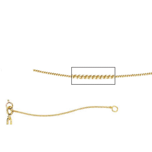 9ct Yellow Gold Fine Curb Extender Chain 16-18In