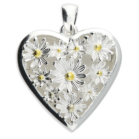 STERLING SILVER GOLD PLATED DAISY LOCKET PENDANT