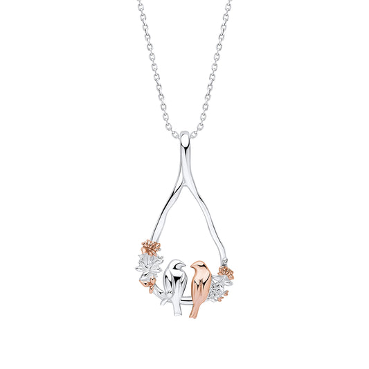 Laura Ashley Talon Stripe Love Birds Necklace N4656