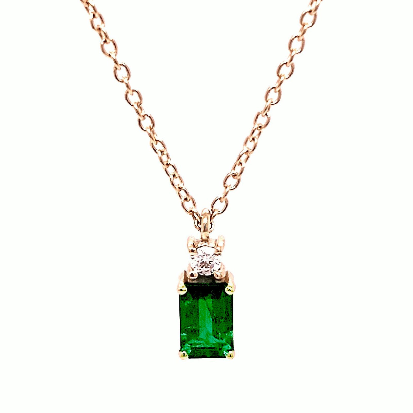 18CT EMERALD 0.52CT DIAMOND 0.05CT FGVS NECKLACE