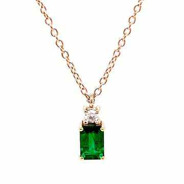 18CT EMERALD 0.52CT DIAMOND 0.05CT FGVS NECKLACE