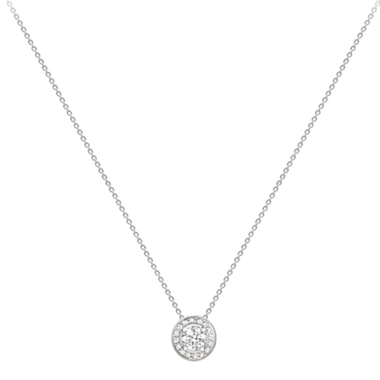 PLT DIAMOND 0.27CT HALO PENDANT & 18'/45CM CHAIN