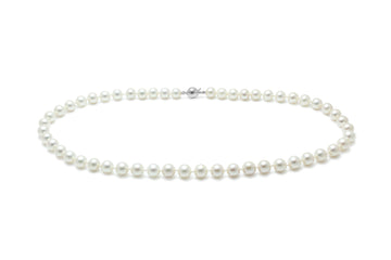 SIL WHITE 7-7.5MM CULTURED PEARL ROW WITH 7MM BALL CLASP