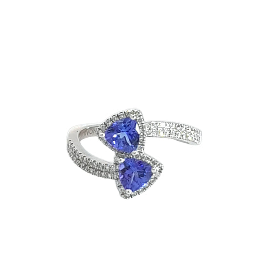 18W 2xTRILLION CUT TANZANITE 0.98CT & DIAMONDS 0.30CT