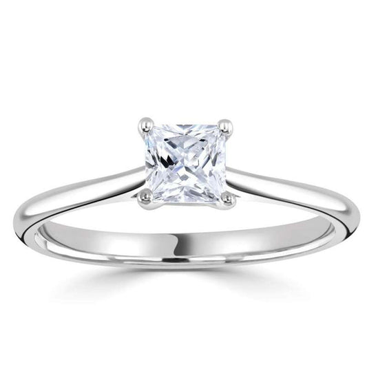 PLT DIAMOND 0.66CT GHSI PRINCESS CUT 4 CLAW SOLITAIRE RING.