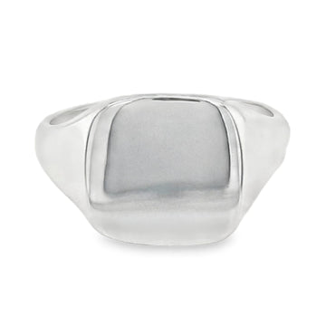 Silver Plain Cushion Head Signet Ring