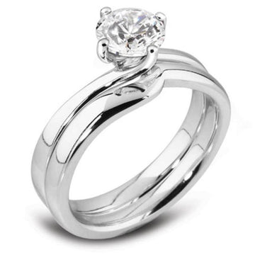 18ct White Gold Shaped Plain Wedding Ring