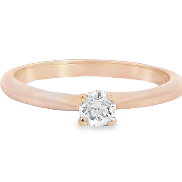 9ct Rose Gold Round Brilliant Cut Diamond 0.20ct Solitaire Ring