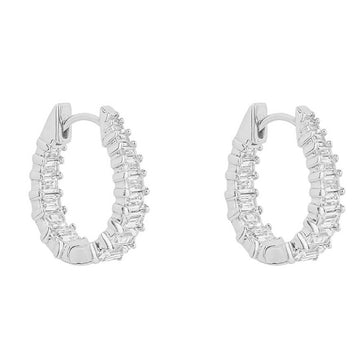 Diamonfire Silver Cubic Zirconia Statement Hoop Earrings