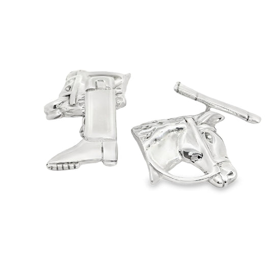 Silver Horse & Riding Boot Chain Cufflinks